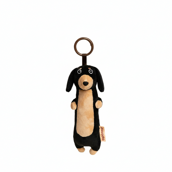 Black and Tan Short-haired Dachshund Charm plush toy