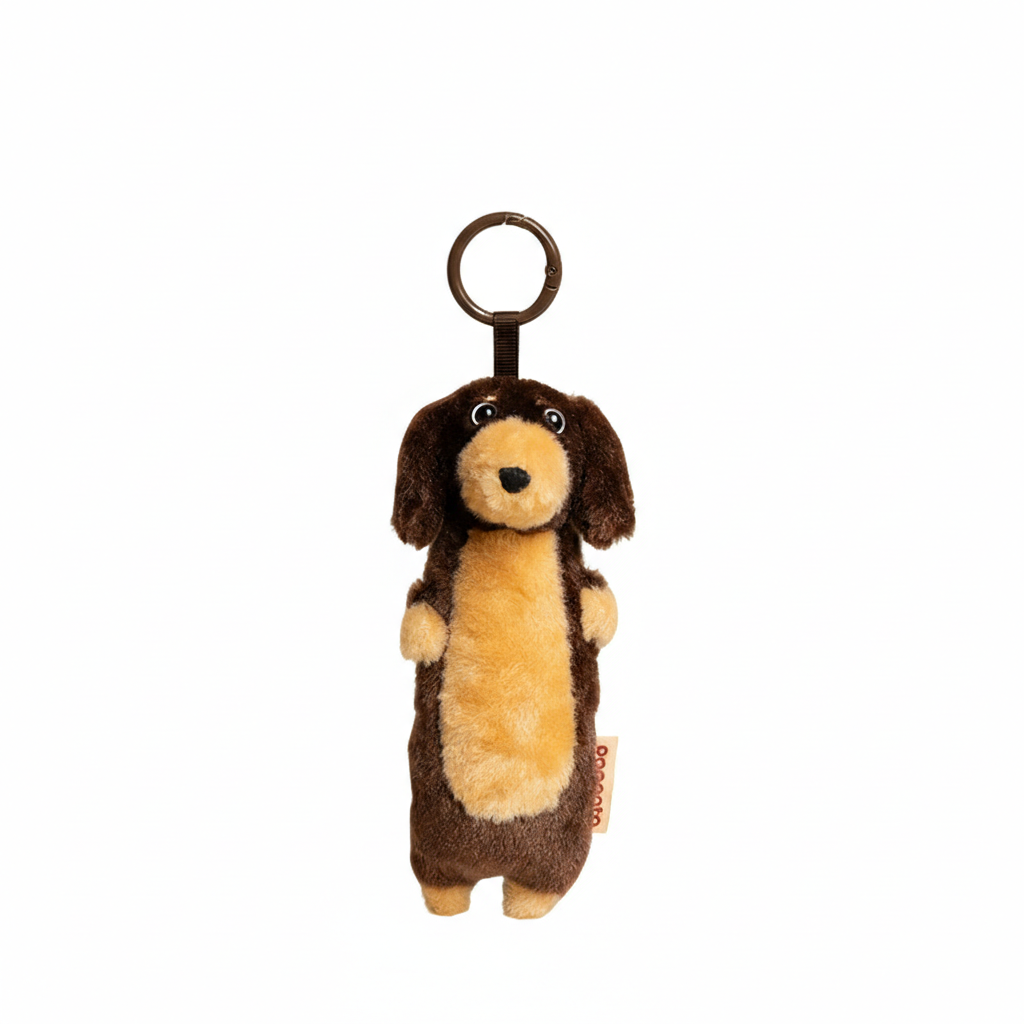 Chocolate and Tan Long-haired Dachshund Charm plush toy