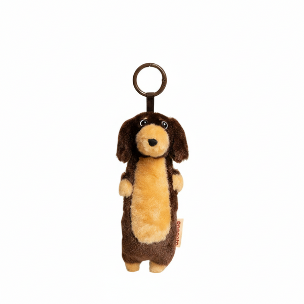 Chocolate and Tan Long-haired Dachshund Charm plush toy